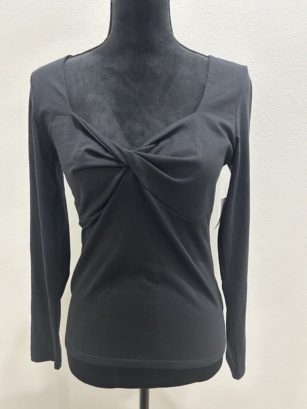 Old Navy Womens Sz M Black Top Twisted Neck Long Sleeves New With Tags